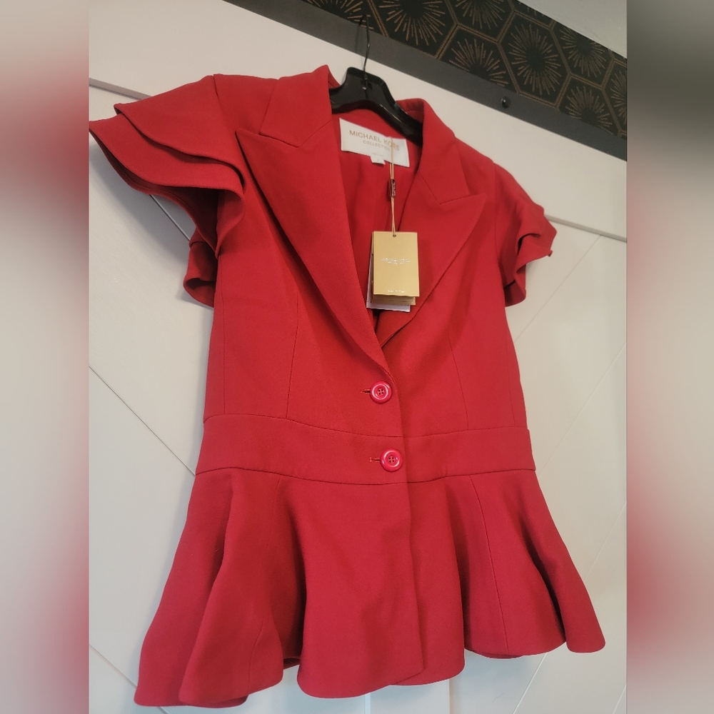 NWT Michael Kors Collection Peplum Blazer Vest (Crimson, Size 6)
